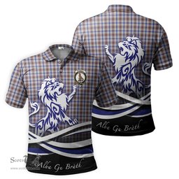ScotsTee Shop Scottish Boswell Clan Crest Tartan Polo Shirt Alba Gu Brath Regal Lion Emblem