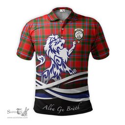 ScotsTee Shop Scottish Butter Clan Crest Tartan Polo Shirt Alba Gu Brath Regal Lion Emblem