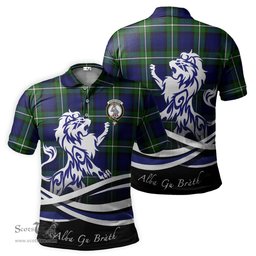 ScotsTee Shop Scottish Bannerman Clan Crest Tartan Polo Shirt Alba Gu Brath Regal Lion Emblem