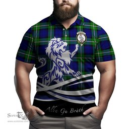 ScotsTee Shop Scottish Bannerman Clan Crest Tartan Polo Shirt Alba Gu Brath Regal Lion Emblem