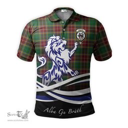 ScotsTee Shop Scottish Baxter Clan Crest Tartan Polo Shirt Alba Gu Brath Regal Lion Emblem