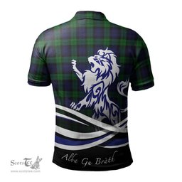 ScotsTee Shop Scottish Black Watch Clan Crest Tartan Polo Shirt Alba Gu Brath Regal Lion Emblem