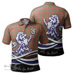 ScotsTee Shop Scottish Bruce Ancient Clan Crest Tartan Polo Shirt Alba Gu Brath Regal Lion Emblem