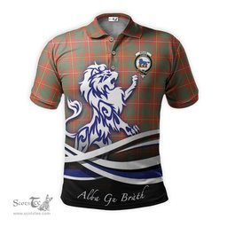 ScotsTee Shop Scottish Bruce Ancient Clan Crest Tartan Polo Shirt Alba Gu Brath Regal Lion Emblem
