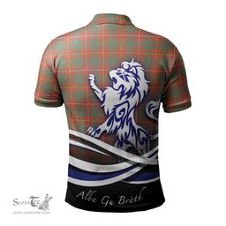 ScotsTee Shop Scottish Bruce Ancient Clan Crest Tartan Polo Shirt Alba Gu Brath Regal Lion Emblem