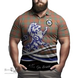ScotsTee Shop Scottish Bruce Ancient Clan Crest Tartan Polo Shirt Alba Gu Brath Regal Lion Emblem