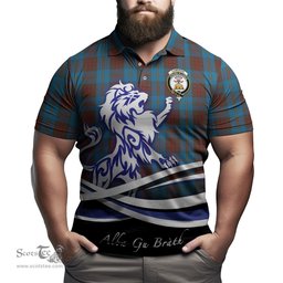 ScotsTee Shop Scottish Cameron Hunting Clan Crest Tartan Polo Shirt Alba Gu Brath Regal Lion Emblem