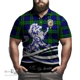 ScotsTee Shop Scottish Bannatyne Clan Crest Tartan Polo Shirt Alba Gu Brath Regal Lion Emblem