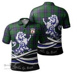 ScotsTee Shop Scottish Armstrong Clan Crest Tartan Polo Shirt Alba Gu Brath Regal Lion Emblem