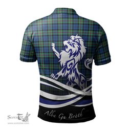 ScotsTee Shop Scottish Baird Ancient Clan Crest Tartan Polo Shirt Alba Gu Brath Regal Lion Emblem