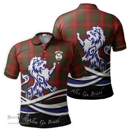 ScotsTee Shop Scottish Burns Clan Crest Tartan Polo Shirt Alba Gu Brath Regal Lion Emblem