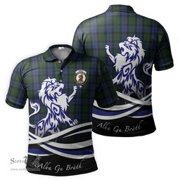 ScotsTee Shop Scottish Baird Clan Crest Tartan Polo Shirt Alba Gu Brath Regal Lion Emblem