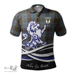 ScotsTee Shop Scottish Anderson Clan Crest Tartan Polo Shirt Alba Gu Brath Regal Lion Emblem