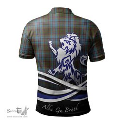 ScotsTee Shop Scottish Anderson Clan Crest Tartan Polo Shirt Alba Gu Brath Regal Lion Emblem
