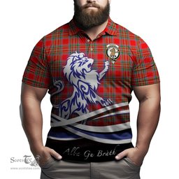 ScotsTee Shop Scottish Binning Clan Crest Tartan Polo Shirt Alba Gu Brath Regal Lion Emblem
