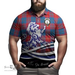 ScotsTee Shop Scottish Blane Clan Crest Tartan Polo Shirt Alba Gu Brath Regal Lion Emblem
