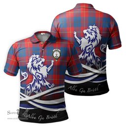 ScotsTee Shop Scottish Blane Clan Crest Tartan Polo Shirt Alba Gu Brath Regal Lion Emblem
