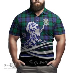 ScotsTee Shop Scottish Black Watch Modern Clan Crest Tartan Polo Shirt Alba Gu Brath Regal Lion Emblem