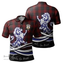 ScotsTee Shop Scottish Cameron Black and Red Clan Crest Tartan Polo Shirt Alba Gu Brath Regal Lion Emblem
