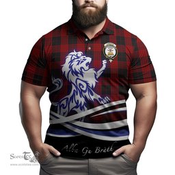 ScotsTee Shop Scottish Cameron Black and Red Clan Crest Tartan Polo Shirt Alba Gu Brath Regal Lion Emblem