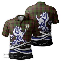 ScotsTee Shop Scottish Buchan Modern Clan Crest Tartan Polo Shirt Alba Gu Brath Regal Lion Emblem