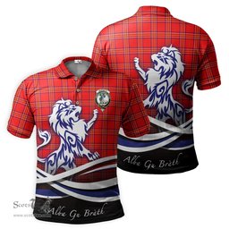 ScotsTee Shop Scottish Burnett Modern Clan Crest Tartan Polo Shirt Alba Gu Brath Regal Lion Emblem
