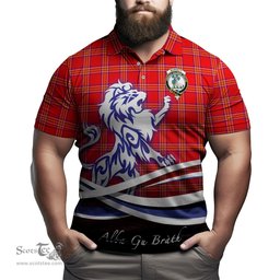 ScotsTee Shop Scottish Burnett Modern Clan Crest Tartan Polo Shirt Alba Gu Brath Regal Lion Emblem