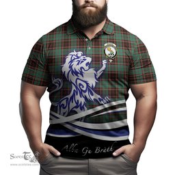 ScotsTee Shop Scottish Buchan Ancient Clan Crest Tartan Polo Shirt Alba Gu Brath Regal Lion Emblem