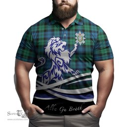 ScotsTee Shop Scottish Black Watch Ancient Clan Crest Tartan Polo Shirt Alba Gu Brath Regal Lion Emblem