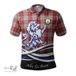 ScotsTee Shop Scottish Erskine Red Clan Crest Tartan Polo Shirt Alba Gu Brath Regal Lion Emblem