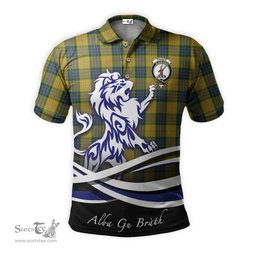 ScotsTee Shop Scottish Fraser Yellow Clan Crest Tartan Polo Shirt Alba Gu Brath Regal Lion Emblem