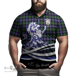 ScotsTee Shop Scottish Galbraith Modern Clan Crest Tartan Polo Shirt Alba Gu Brath Regal Lion Emblem