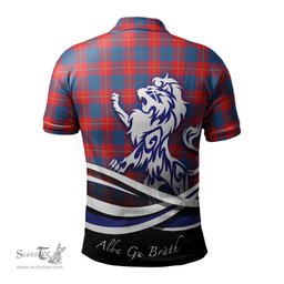 ScotsTee Shop Scottish Galloway Red Clan Crest Tartan Polo Shirt Alba Gu Brath Regal Lion Emblem
