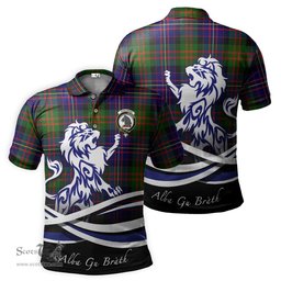 ScotsTee Shop Scottish Chalmers Modern Clan Crest Tartan Polo Shirt Alba Gu Brath Regal Lion Emblem