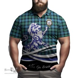 ScotsTee Shop Scottish Galbraith Ancient Clan Crest Tartan Polo Shirt Alba Gu Brath Regal Lion Emblem