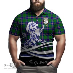 ScotsTee Shop Scottish Carmichael Modern Clan Crest Tartan Polo Shirt Alba Gu Brath Regal Lion Emblem