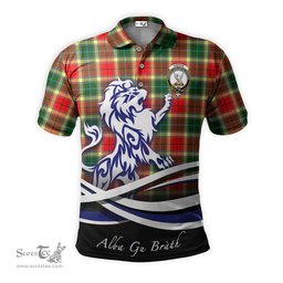 ScotsTee Shop Scottish Gibson Clan Crest Tartan Polo Shirt Alba Gu Brath Regal Lion Emblem