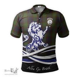 ScotsTee Shop Scottish Cunningham Hunting Modern Clan Crest Tartan Polo Shirt Alba Gu Brath Regal Lion Emblem