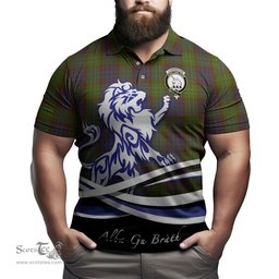ScotsTee Shop Scottish Cunningham Hunting Modern Clan Crest Tartan Polo Shirt Alba Gu Brath Regal Lion Emblem