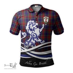 ScotsTee Shop Scottish Clark Red Clan Crest Tartan Polo Shirt Alba Gu Brath Regal Lion Emblem