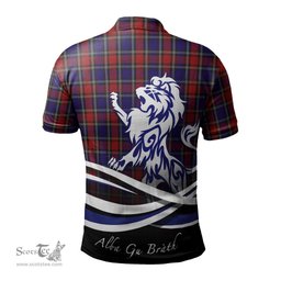 ScotsTee Shop Scottish Clark Red Clan Crest Tartan Polo Shirt Alba Gu Brath Regal Lion Emblem