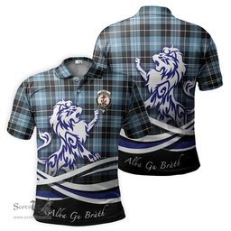 ScotsTee Shop Scottish Clark Ancient Clan Crest Tartan Polo Shirt Alba Gu Brath Regal Lion Emblem