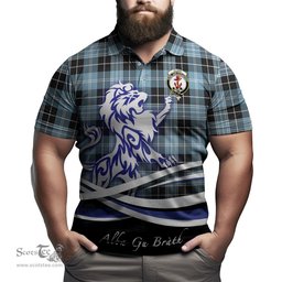 ScotsTee Shop Scottish Clark Ancient Clan Crest Tartan Polo Shirt Alba Gu Brath Regal Lion Emblem