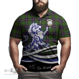 ScotsTee Shop Scottish Cochrane Clan Crest Tartan Polo Shirt Alba Gu Brath Regal Lion Emblem