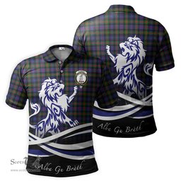 ScotsTee Shop Scottish Fleming Clan Crest Tartan Polo Shirt Alba Gu Brath Regal Lion Emblem