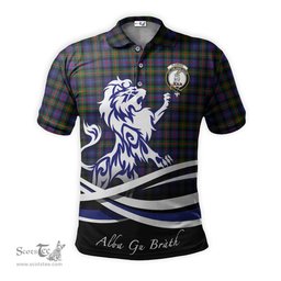 ScotsTee Shop Scottish Fleming Clan Crest Tartan Polo Shirt Alba Gu Brath Regal Lion Emblem
