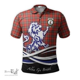 ScotsTee Shop Scottish Fraser Weathered Clan Crest Tartan Polo Shirt Alba Gu Brath Regal Lion Emblem