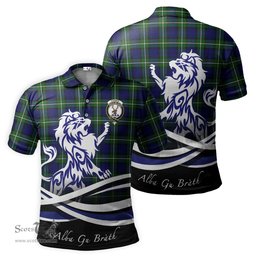 ScotsTee Shop Scottish Forbes Modern Clan Crest Tartan Polo Shirt Alba Gu Brath Regal Lion Emblem