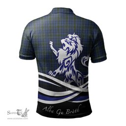 ScotsTee Shop Scottish Cockburn Blue Clan Crest Tartan Polo Shirt Alba Gu Brath Regal Lion Emblem