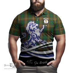 ScotsTee Shop Scottish Chisholm Hunting Clan Crest Tartan Polo Shirt Alba Gu Brath Regal Lion Emblem